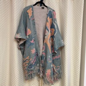 Anthropologie Pink and Blue Braided Sweater sz OS